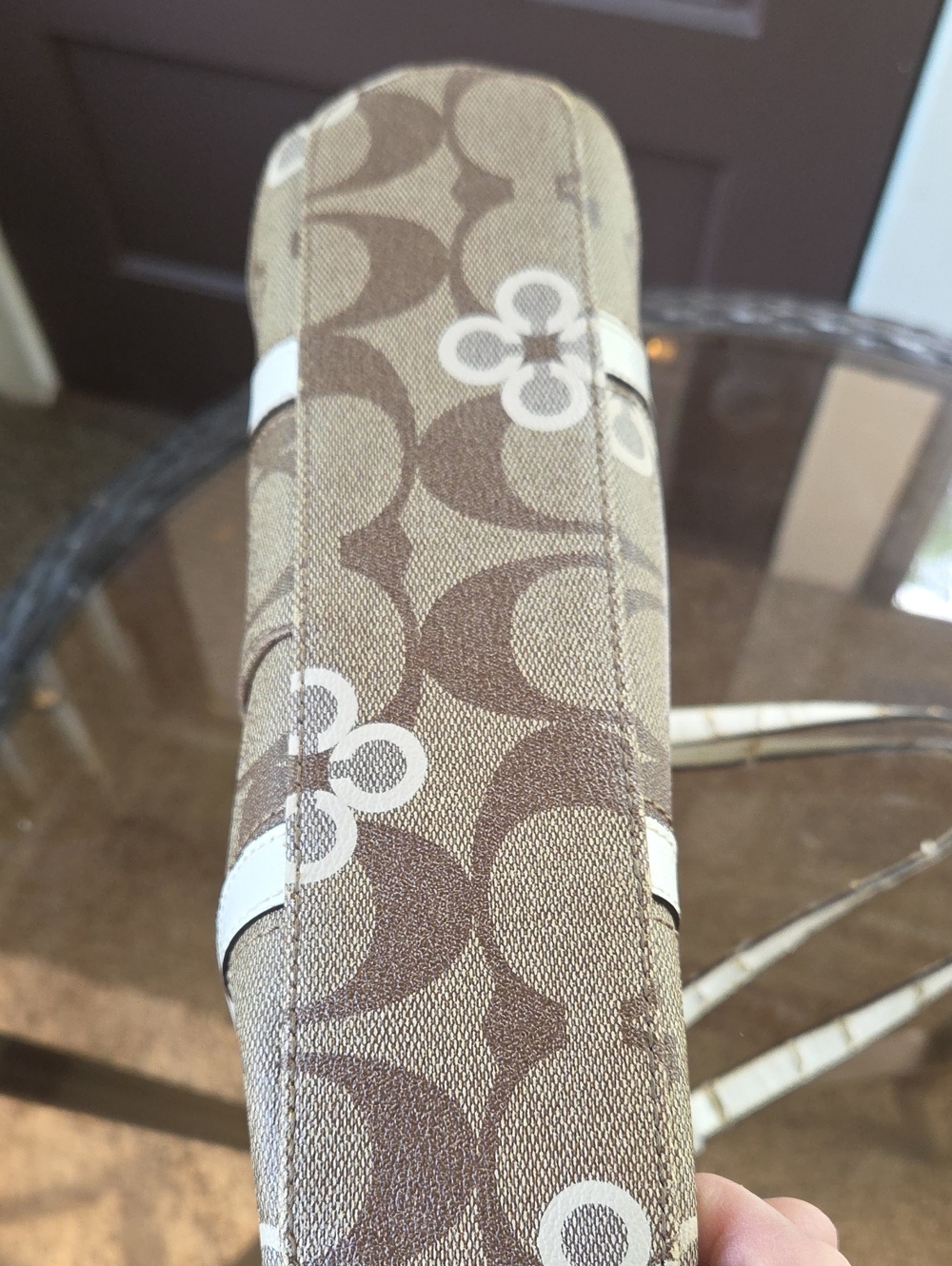 Coach Brown and White Floral Signature Canvas Tote - Picture 3 of 6